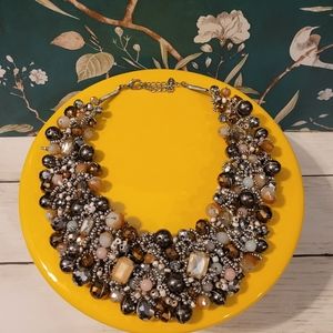 ALDO Beaded Statement Necklace - Brown Tones